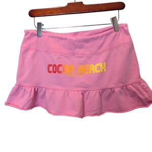 Vintage Y2K Cocoa Beach Micro Mini Skirt Pink Ruffle Spellout